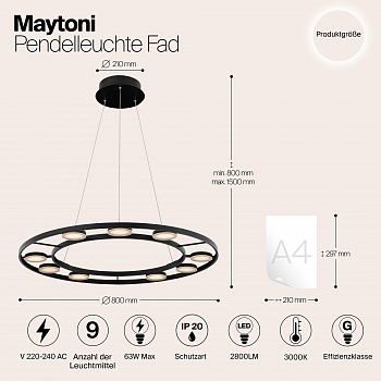 Светильник подвесная Maytoni MOD070PL-L63B3K
