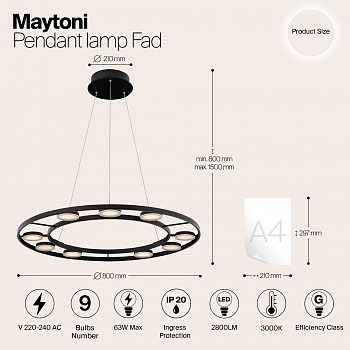 Светильник подвесная Maytoni MOD070PL-L63B3K